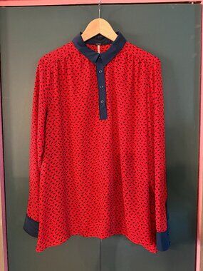 Free People red horse print blouse - size M